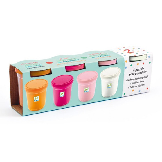 Djeco 4 Tubs of Play Dough - Sweet Colors - EAN 3070900090262