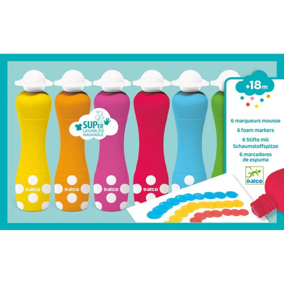 Djeco 6 Foam Markers for Little Ones - EAN 3070900090026