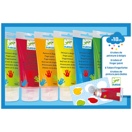 Djeco 6 Finger Paint Tubes for Little Ones - EAN 3070900088603