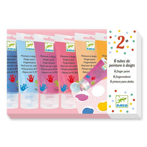 Djeco 6 Finger Paint Tubes - Sweet Colors - EAN 3070900090002