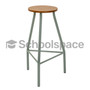 Lab stool with a varnished MDF Supawood seat, 690mm high, featuring a heavy-duty light grey frame.