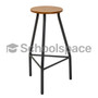 Lab stool with a varnished MDF Supawood seat, 690mm high, featuring a heavy-duty dark grey frame.
