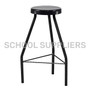 Lab stool with a black plastic seat, featuring a heavy-duty matte black steel frame. Lab stool with a black plastic seat, featuring a heavy-duty matte black steel frame.