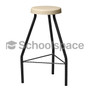 Lab stool with a beige plastic seat, featuring a heavy-duty matte black steel frame.