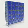 Food lockers placed onto a 5 tier x 5 wide frame Food lockers placed onto a 5 tier x 5 wide frame