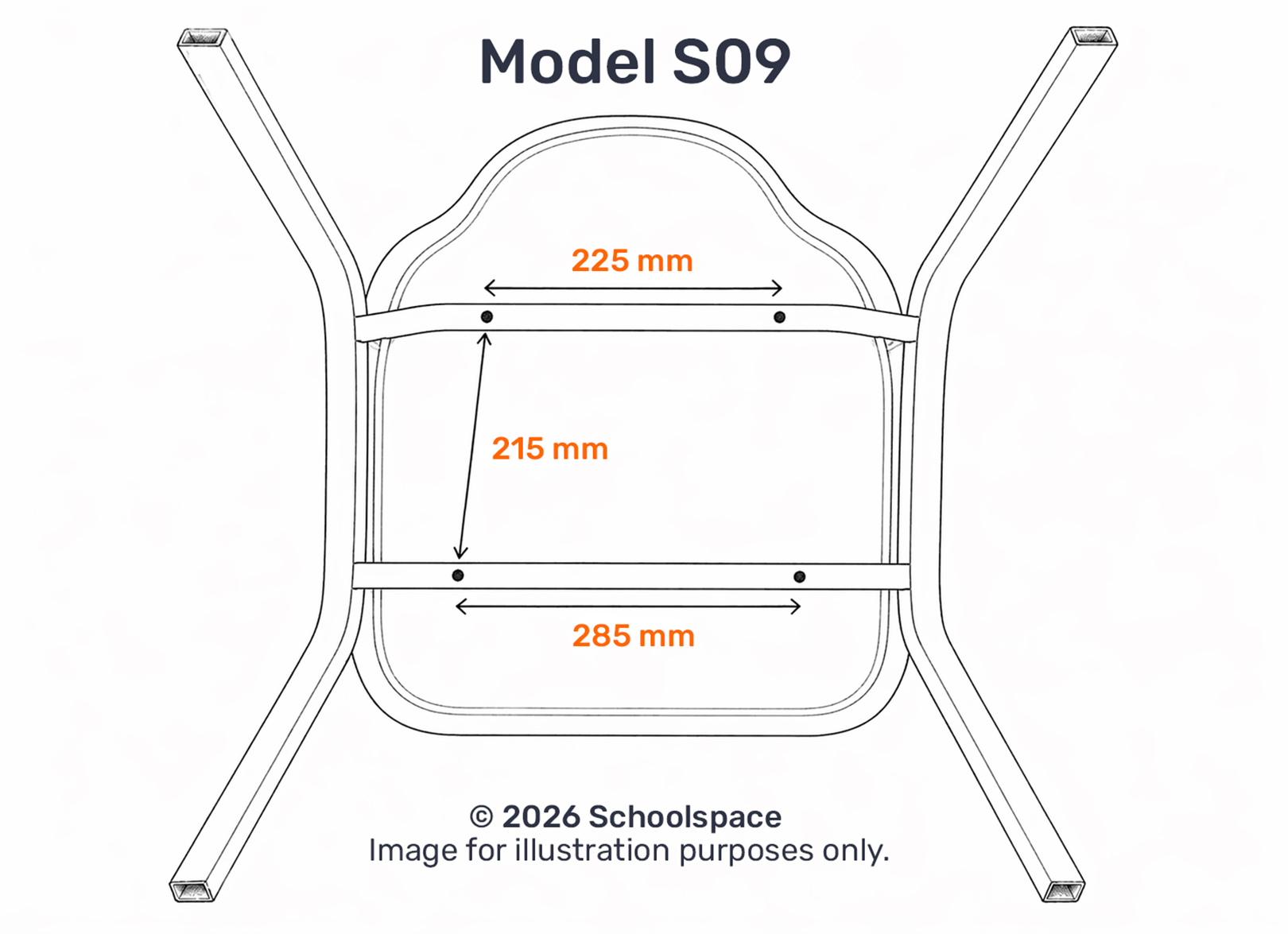 Replacement Polyshell Seat - Model S09 Schematic