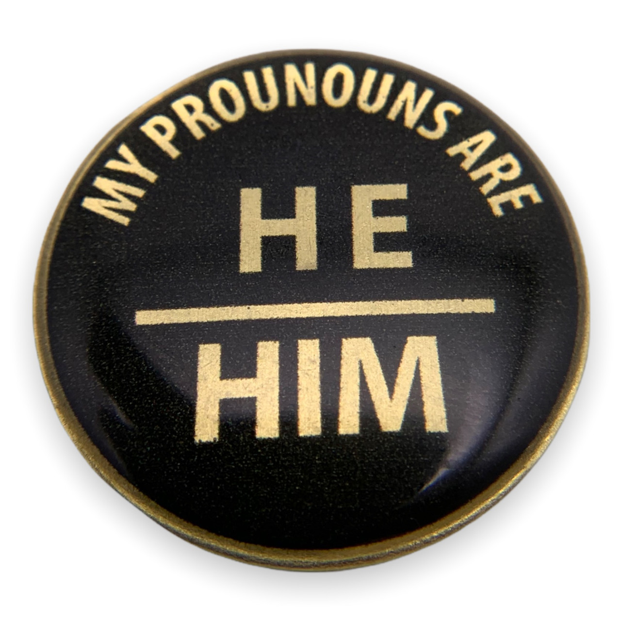 StockPins Pronoun Lapel Pins - He/Him, She/Her, They/Them & More, 1" Brass With Epoxy Dome