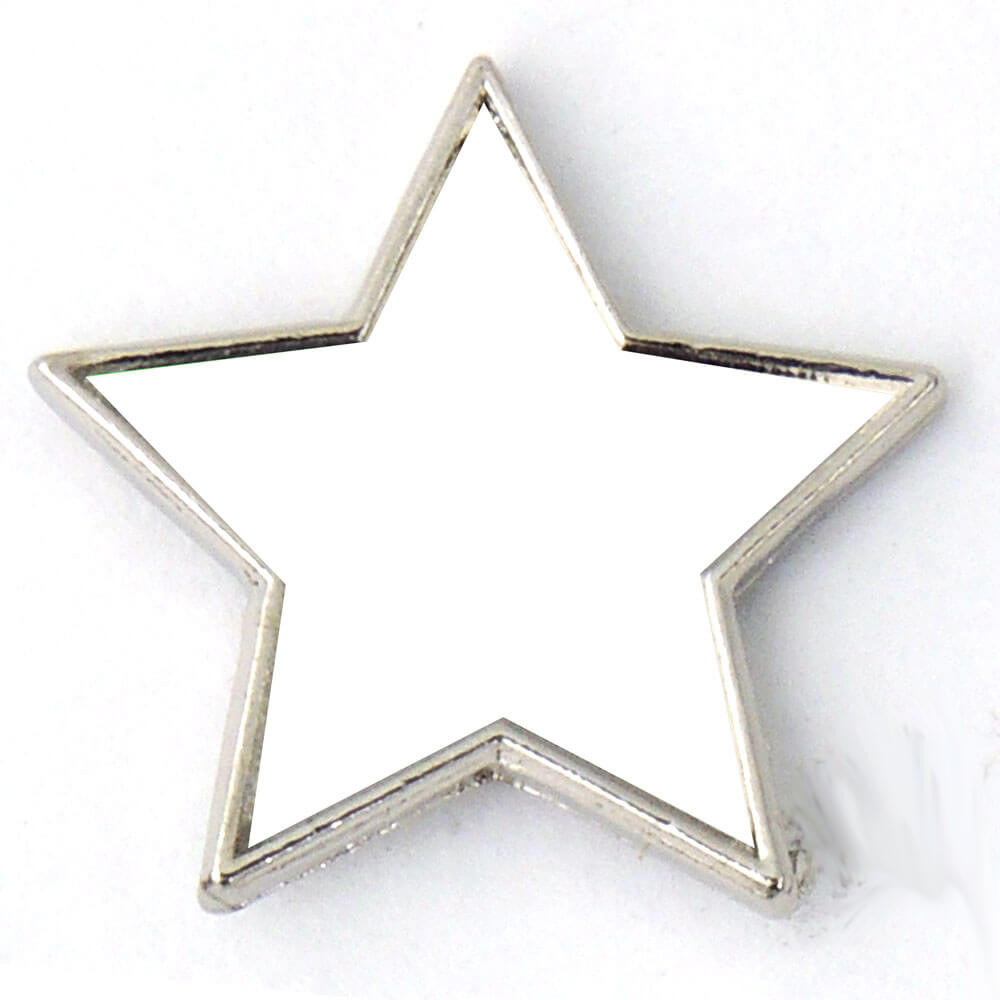 3/4 Inch Colored Star Lapel Pin - Silver Finish With Choice Of Center Color (Blue, Red, Green, Purple, Orange, Yellow) - View #6