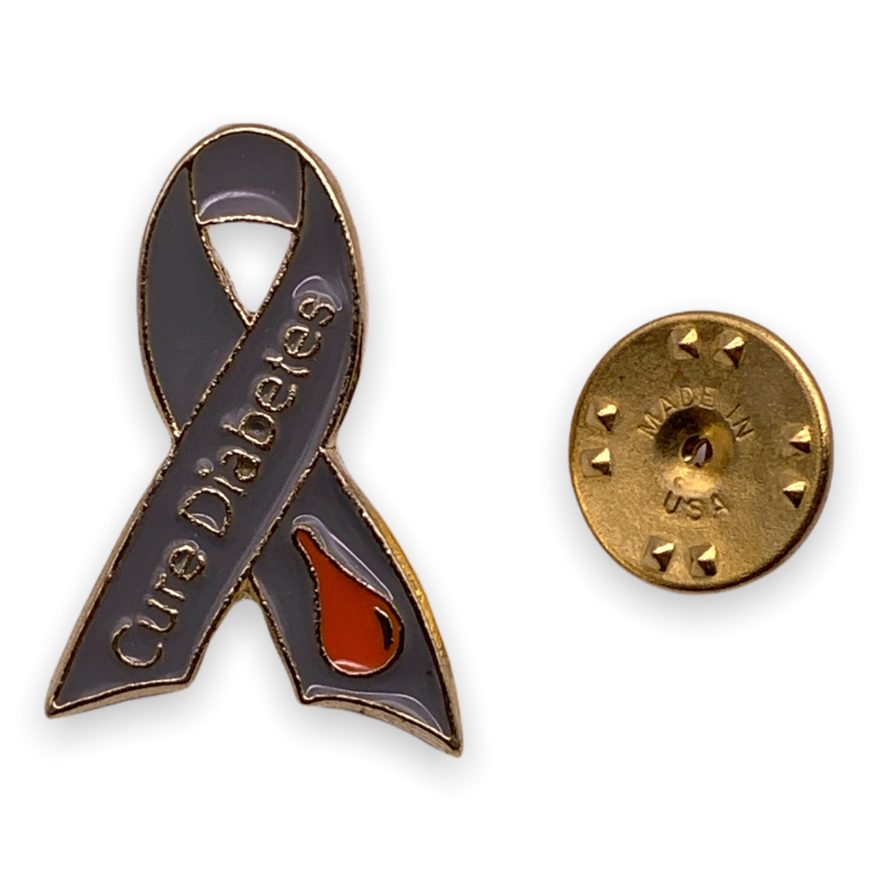 PinMart's Grey Awareness Ribbon Enamel Lapel Pin