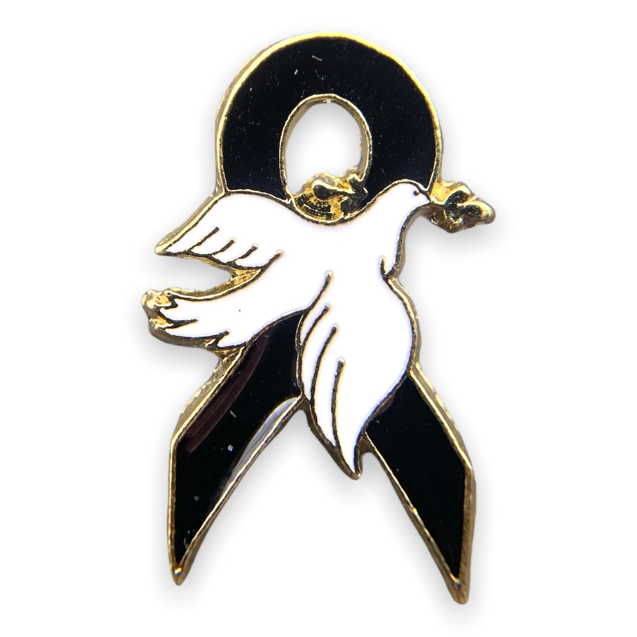 Black Ribbon Dove Pin, Adult Unisex, Metal Type