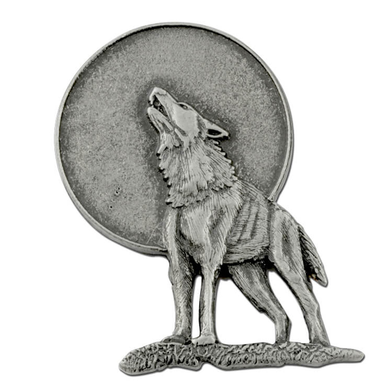 onstabiel Actie Hoes Lone Wolf Howling at the Moon Lapel Pin | StockPins.com