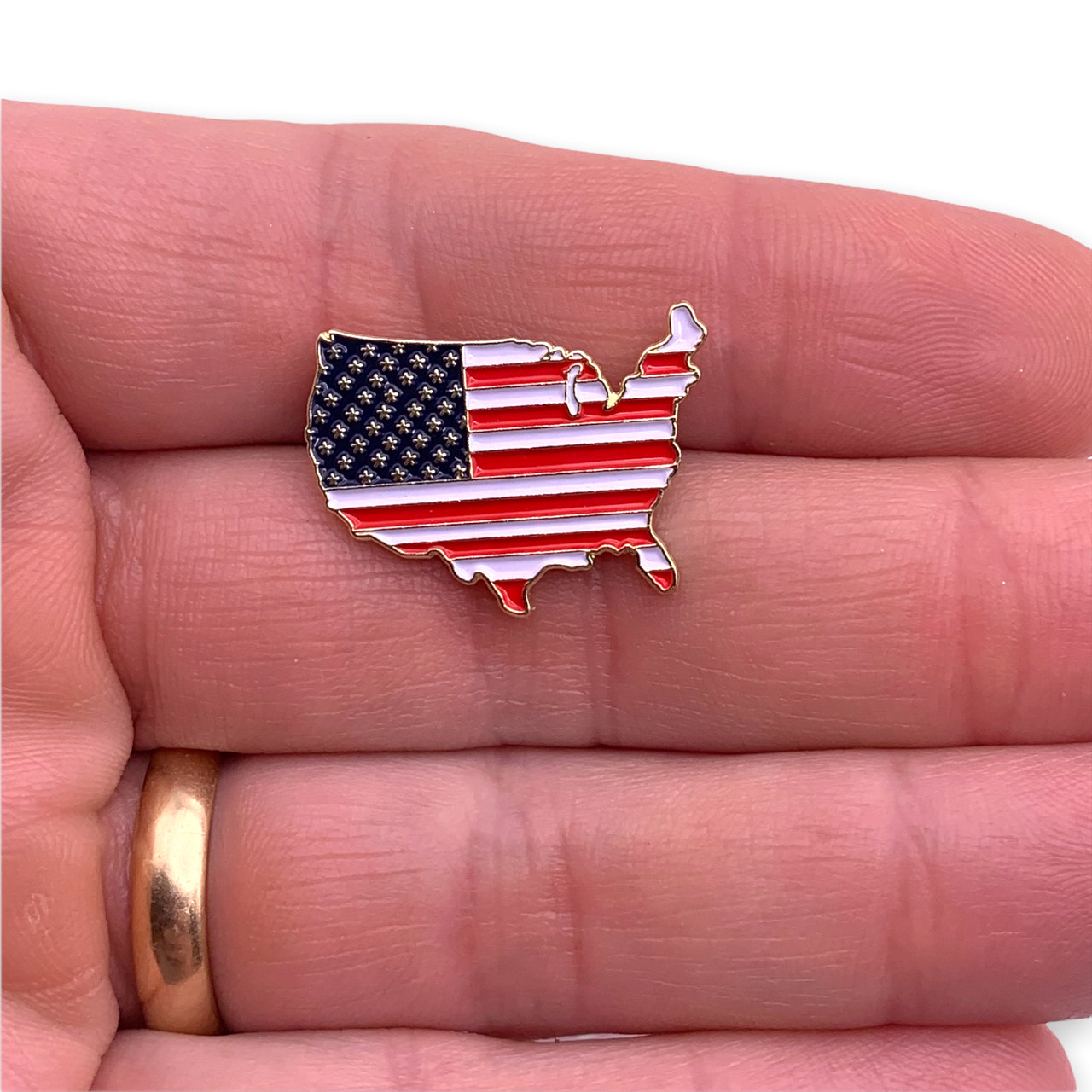 Flag pin in the shape of United States Map
