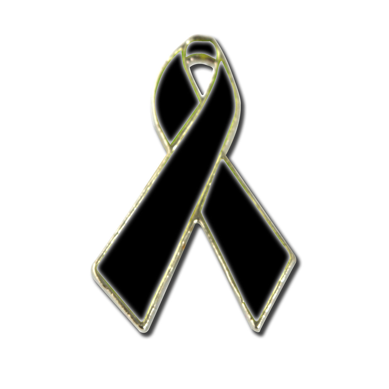 Black Mourning Ribbon Pin Badge For Funerals - Gold Plated