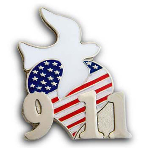 911 Dove Heart Flag Pin