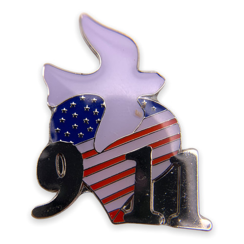911 Dove Heart Flag Pin