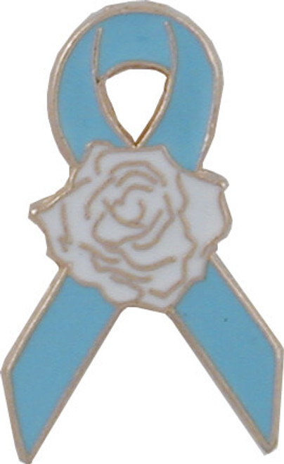 Blue Ribbon Rose Lapel Pin