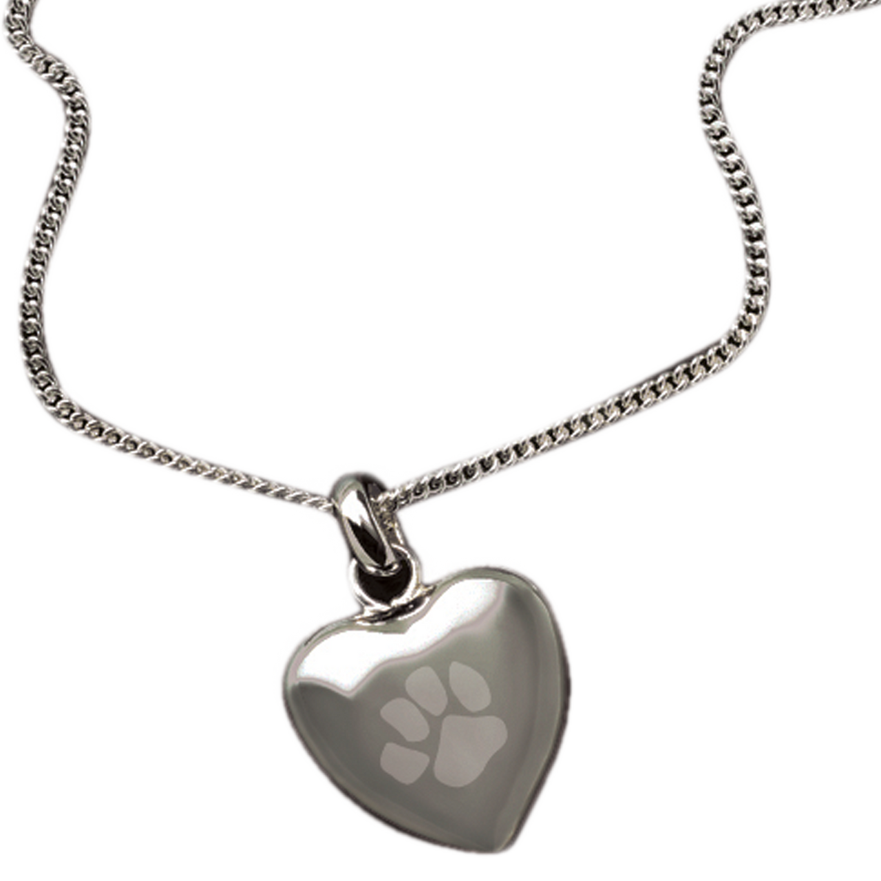 Celestial Sterling Silver Black and White CZ Heart with Paw Print 18 inch  Necklace QG5398-18 - Celestial Jewelers