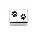 A beautiful sterling silver rectangle charm with paw prints to honor your beloved pet in a unique way.  Fits any 2.8 mm bracelet, including the PR109B NozyPaws Bracelet.  Does not hold cremated remains.