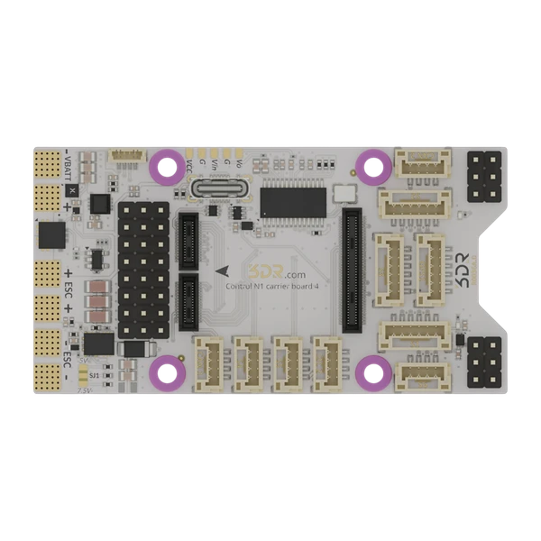 Carrier Board 4 for Control N1  – WING (R0036) top view showing connectors, ESC outputs, and PCB layout