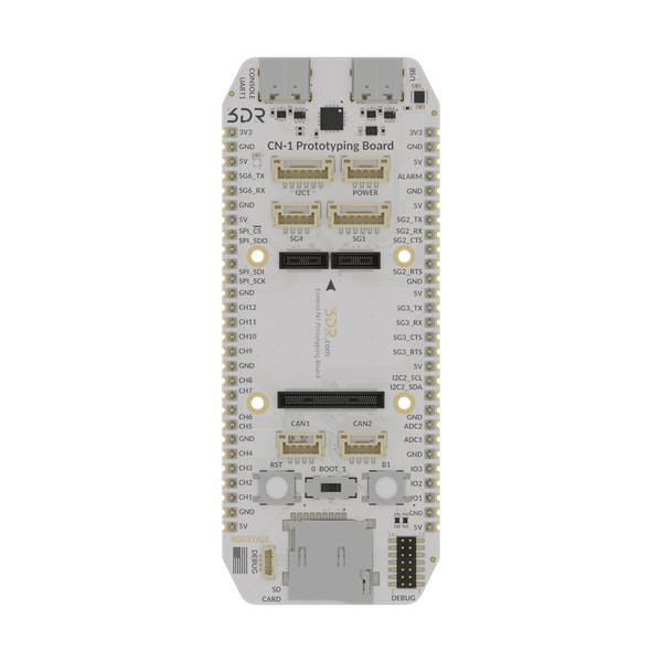 CN1 Prototyping Board (R0037) top view showing pin breakout and connector layout