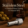 Stainless Steel 1/2" Barbed Hose Fitting 1/2" Female NPT