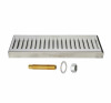 Bar Drip Tray, Surface Mounted, Brushed Stainless with Drain, 12" x 5"