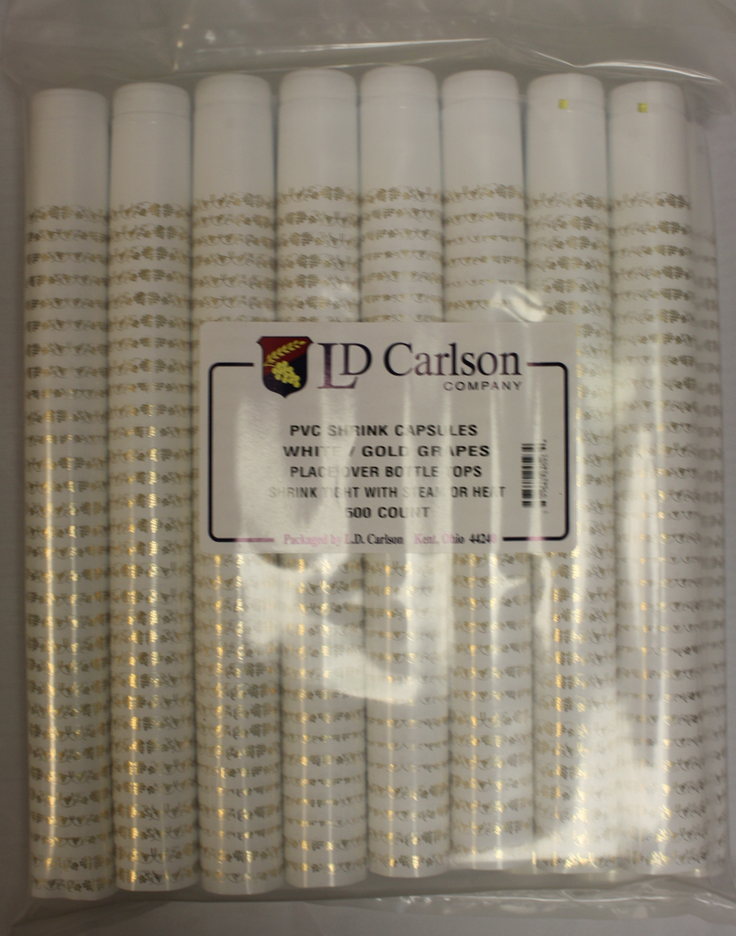 White/Gold Grapes PVC Shrink Capsules (500 Bulk)