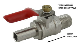 Ball Valve 1/4" MPT > 3/8" Barbed Chk