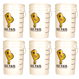 6.5 Gallon Fermenting Buckets with Grommeted Lids, set of 6
