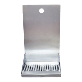 Bar Drip Tray – Shank Mounted , Brushed Stainless, with Drain, 8″ x 6″ x 14″ 