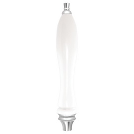 White Mini Pub Style Handle w/ Silver Fittings