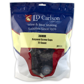 38mm Polyseal Screw Caps - 72/Bag