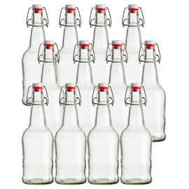 Ez-Cap 16 Oz Clear Bottles W/ Caps Included, 12/Case
