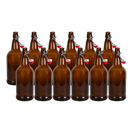 Case of 12 Amber Flip-Top Bottles 1L