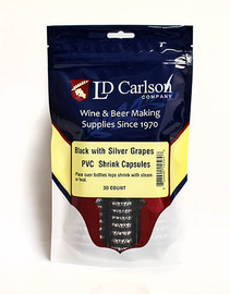 Black/Silver Grapes PVC Shrink Capsules (Bag Of 30)