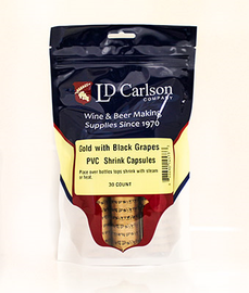 Gold/Black Grapes PVC Shrink Capsules (Bag Of 30)