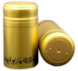 Bag of 30 Gold/Black Grapes PVC Shrink Capsules