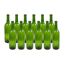 Case of 12 green 750 mL wine bottles