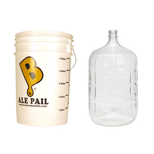5 Gallon Glass Carboy and 6.5 Gallon Fermenter with Lid Bundle