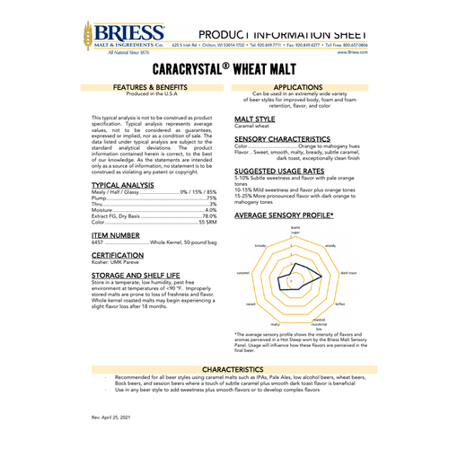 Briess CaraCrystal Wheat Malt 1 lb