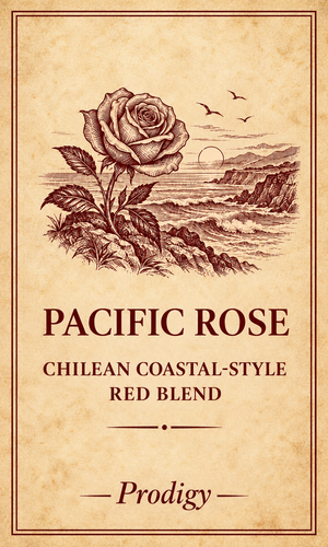 Pacific Rose Chilean Coastal-Style Red Blend Prodigy wine bottle label from Finer Wine Kits