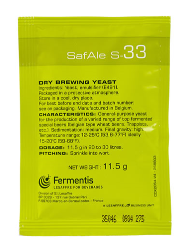 Safbrew S-33 Dry Brewing Yeast