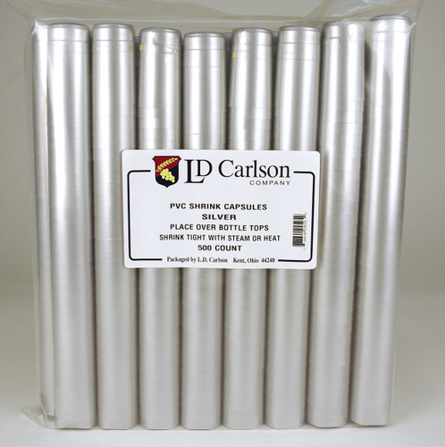 Silver PVC Shrink Capsules (500 Bulk)