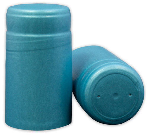 Metallic Solid Light Blue PVC Shrink Capsules (500 Bulk)