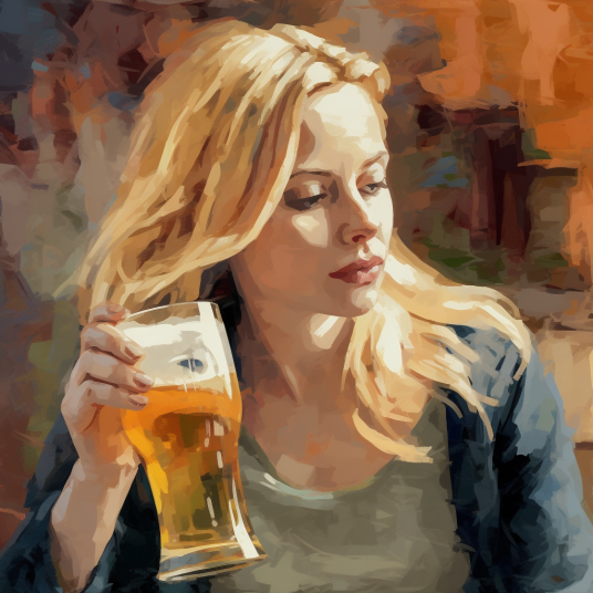 woman drinking beer