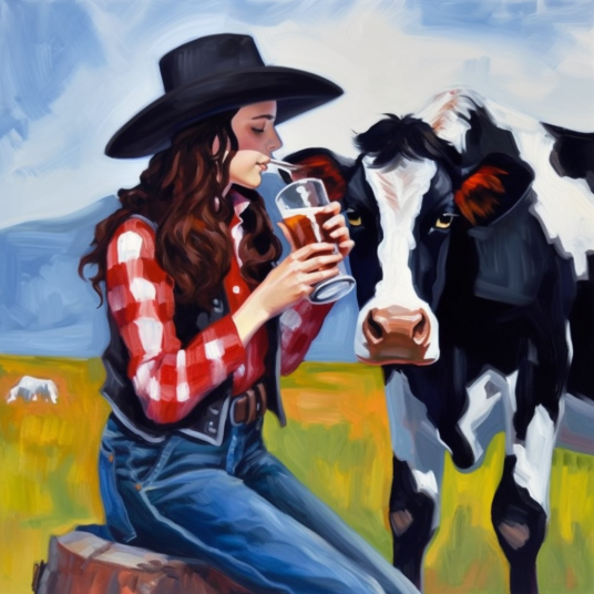 woman with cow