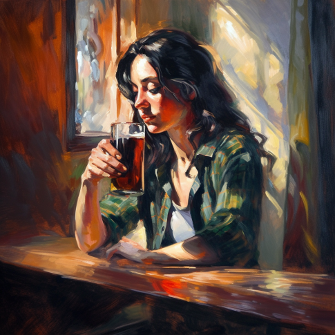 woman drinking beer