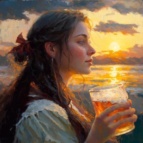 woman drinking beer