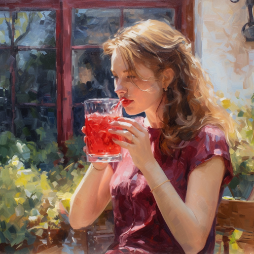 woman drinking iced tea