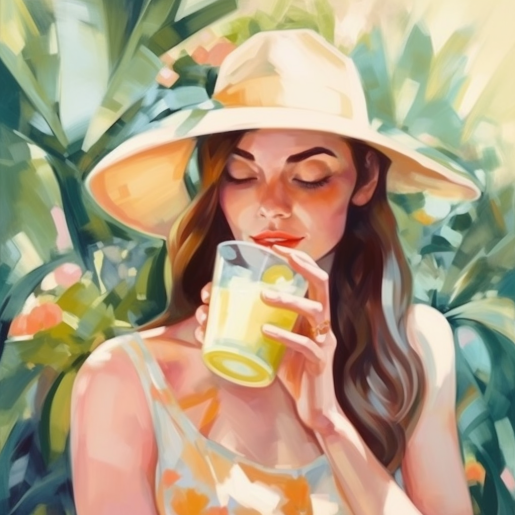 woman drinking lemonade